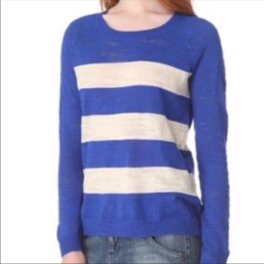 Madewell Royal Blue Wide Striped Crewneck Sweater